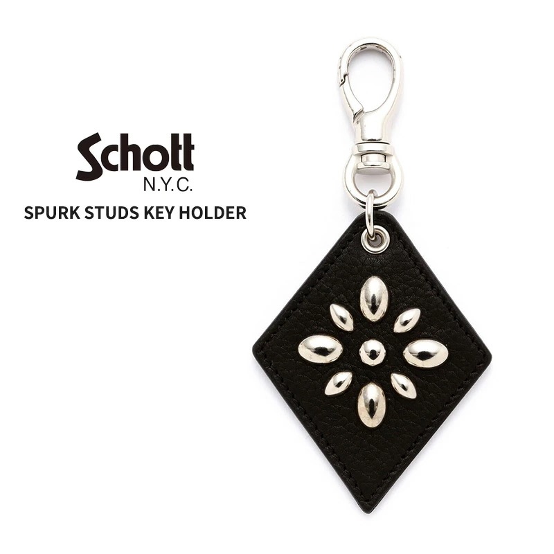 ショット レザーキーホルダー SCHOTT スパークスタッズ キーホルダー アメカジ 7824970052