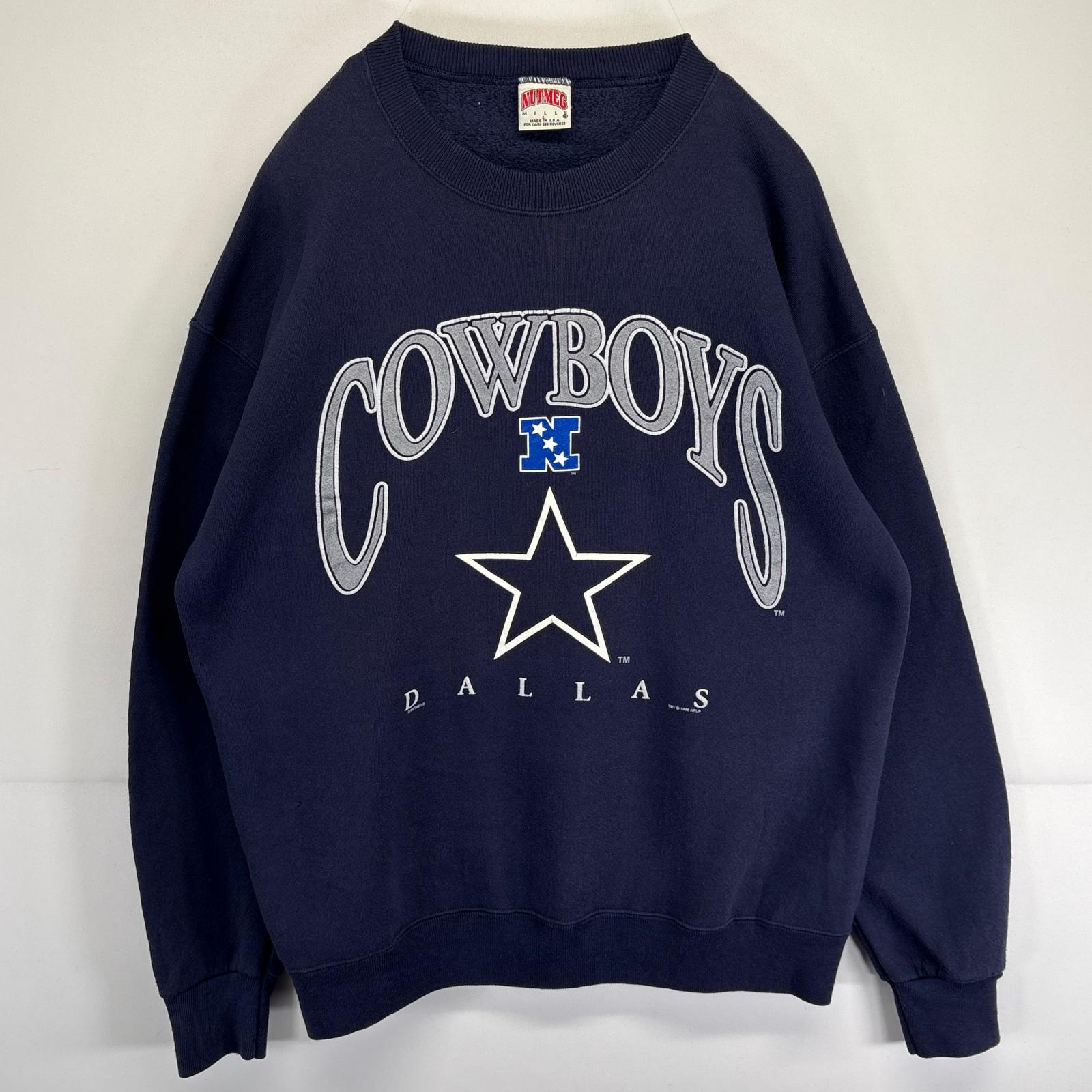 古着 90s/90年代 ナツメグ NUTMEG USA製 スウェット トレーナー NFL カウボーイズ プルオーバー L ネイビー メンズ