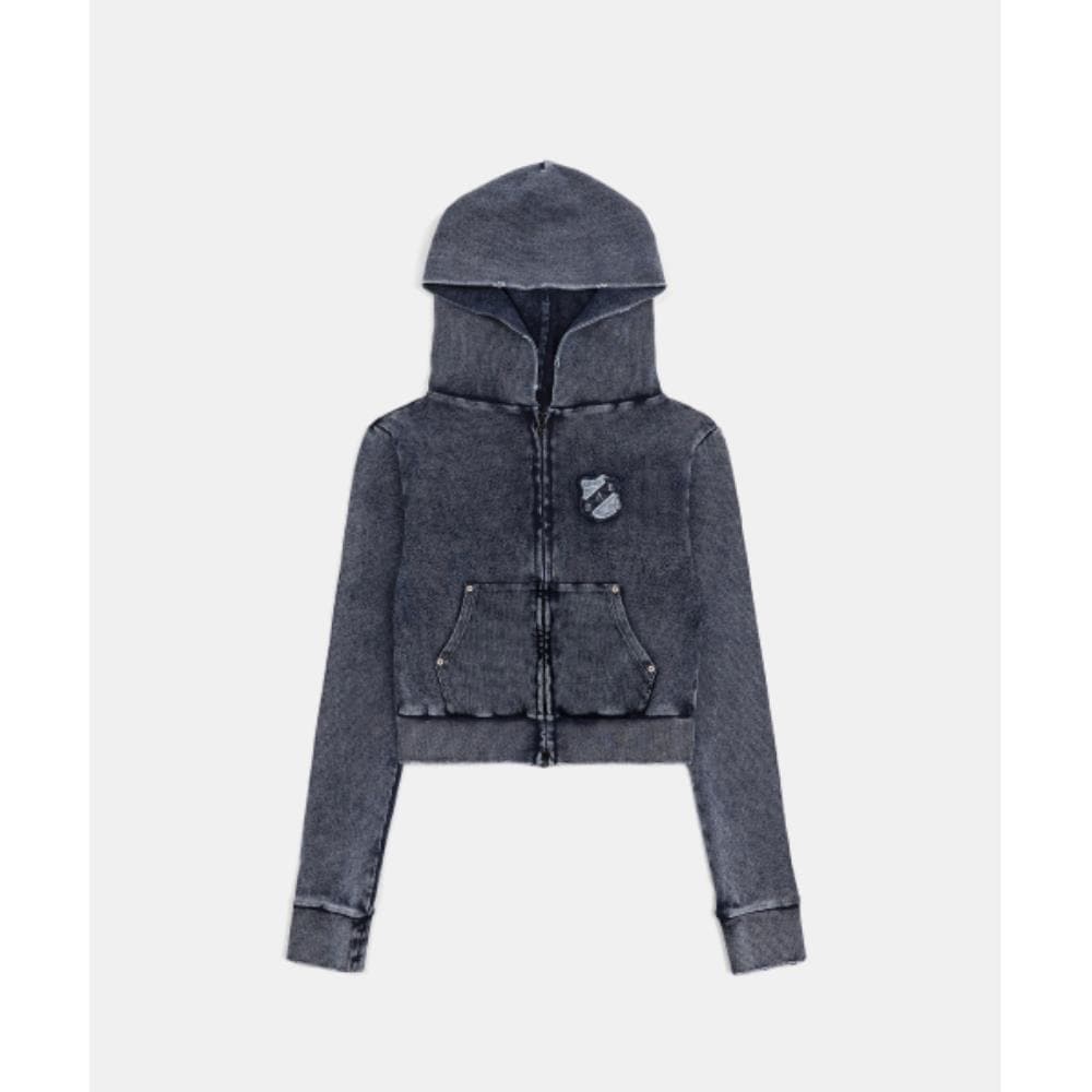 BADBLOOD Rusty Denim Hoodie Slim Fit Blue w-hde25-007