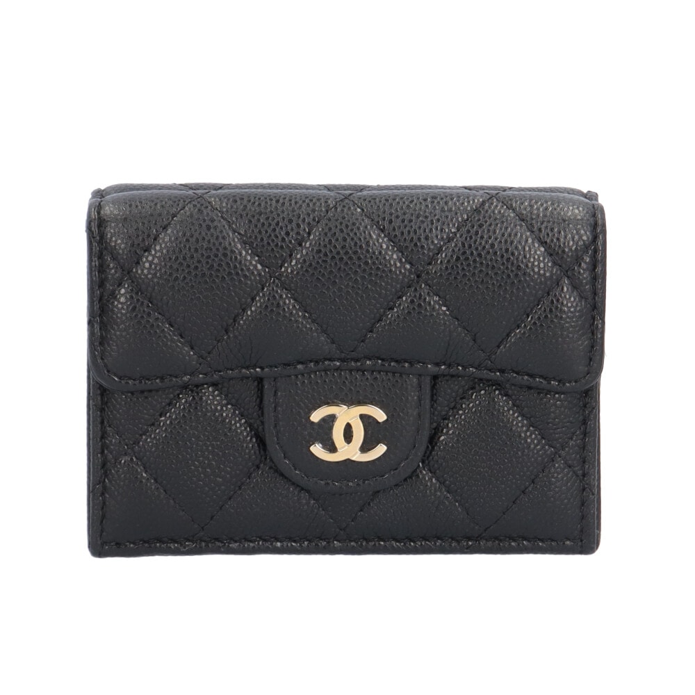 シャネル クラシックスモールウォレット 三つ折り財布 キャビアスキン AP0230 CHANEL 中古 美品