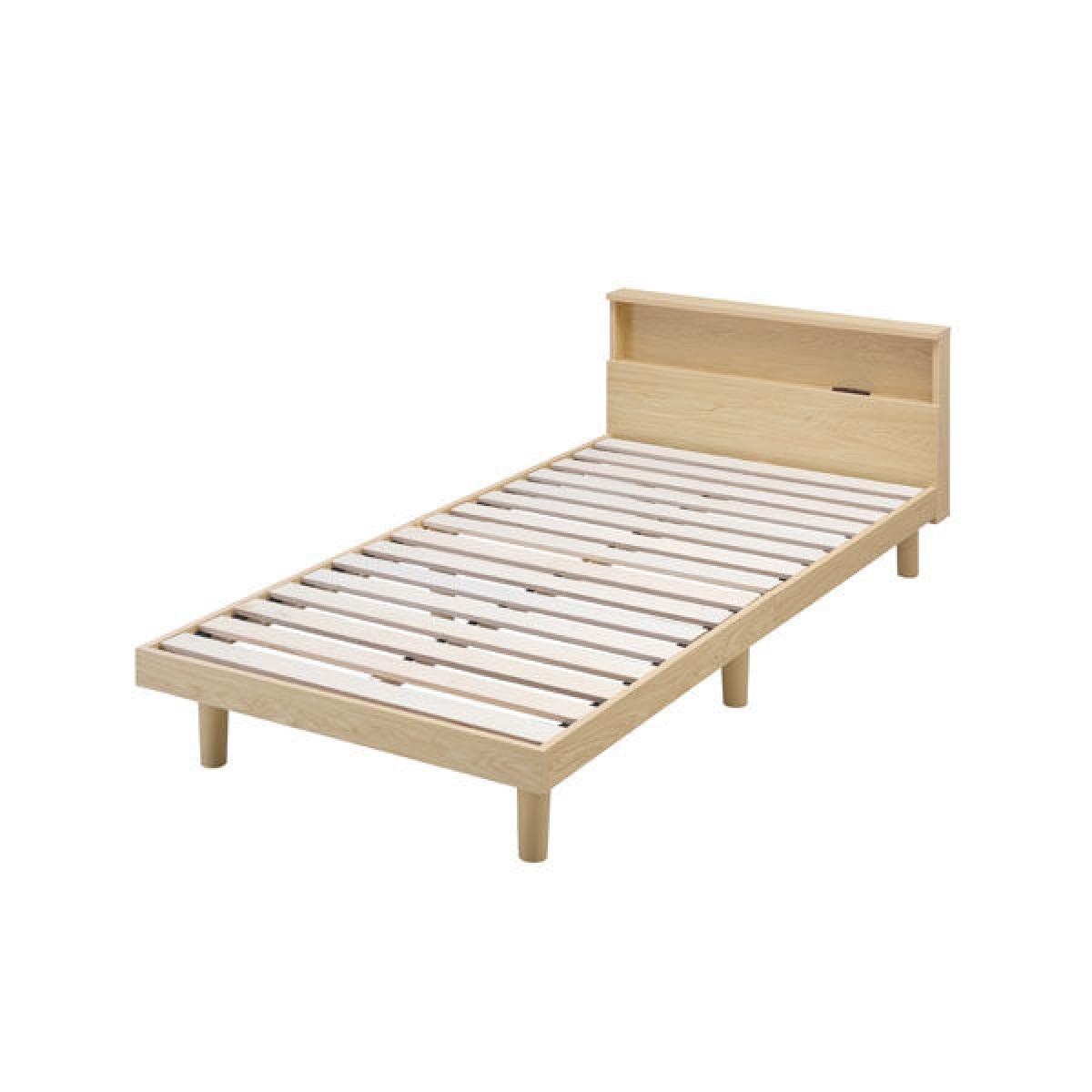 【I】【代引不可】 アイリスオーヤマ すのこベッド シングル SNB-S ナチュラル 通気性 2口コンセント付 ヘッドボード 【北海道・沖縄・離島不可】【代引不可/沖縄・離