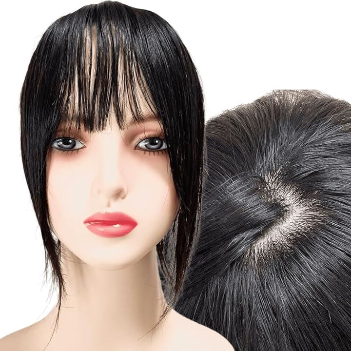 部分ウィッグ ヘアピース 分け目自由自在 総手織り ポイントピース ミセス 自然 かつら 女性 レディース 人毛100% ストレート(ナチュラルブラック, 12x13cm (M))