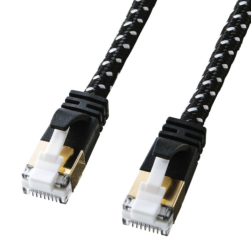 （まとめ買い）つめ折れ防止カテゴリ7細径メッシュLANケーブル ブラック&ホワイト 10m KB-T7ME-10BKW [x3]