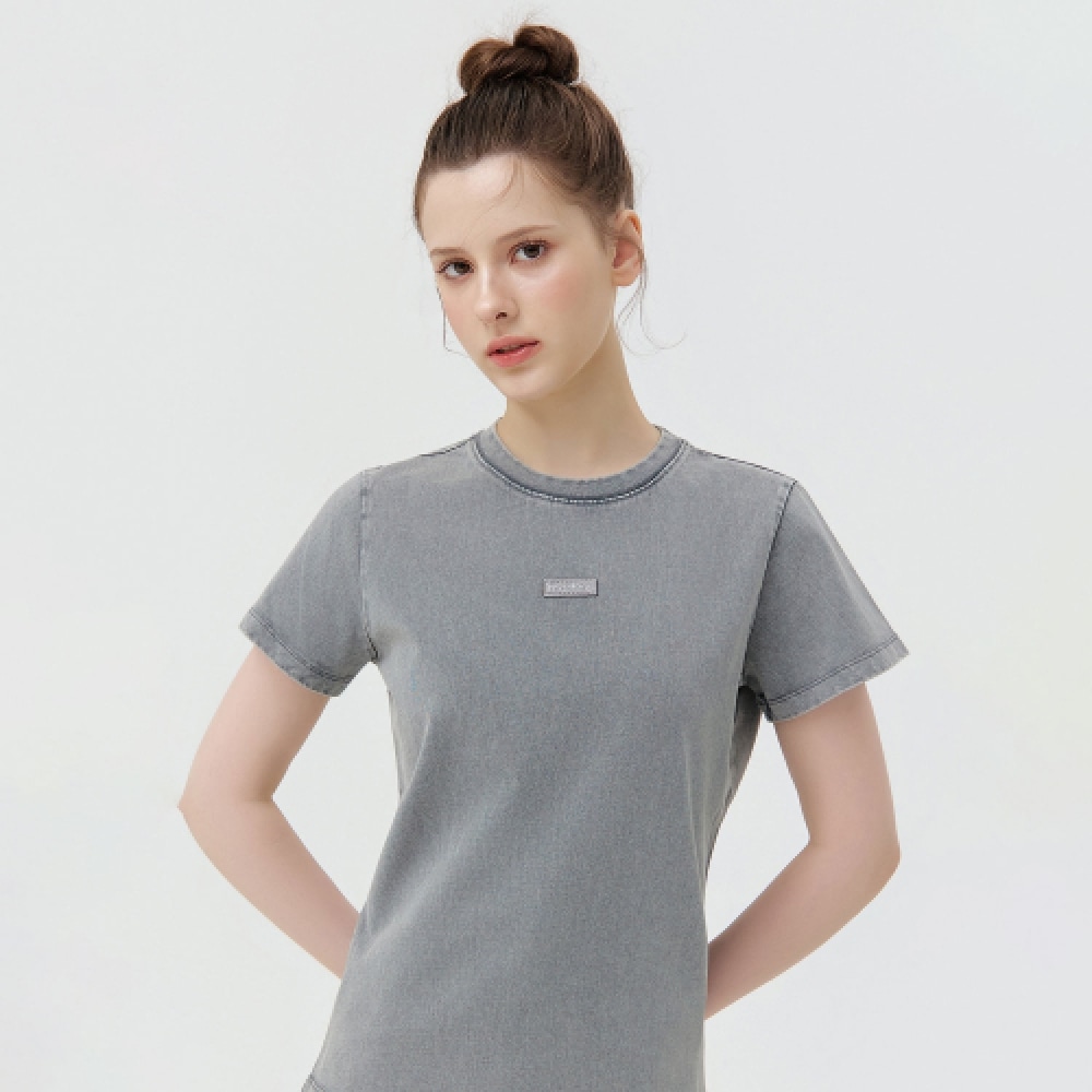 MARTINE ゴルフピグメントミニラベル Tシャツ_グレー