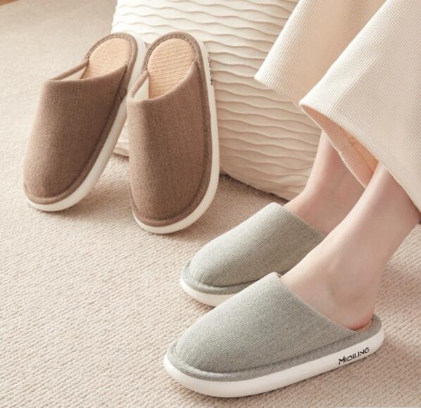 女性のためののリネン四季の卸売屋内ホームノンスリップフロア男性用の濃厚なコットンリネン