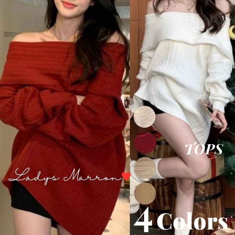 【急速出荷 2025年新作】オフショルダーニット オフショルニット 白ニット 赤ニット セーター トップス レディース オフショルダー 赤いニット 白いニット 赤いセーター 白いセーター クリスマスセ 4,715円