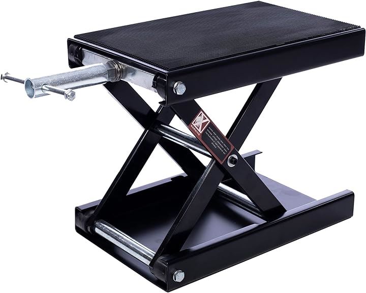ジャッキ バイクジャッキ モーターサイクルジャッキ バイクスタンド リフトジャッキ 耐荷重500kg ゴムマット付き ハンドル付き( ブラック)