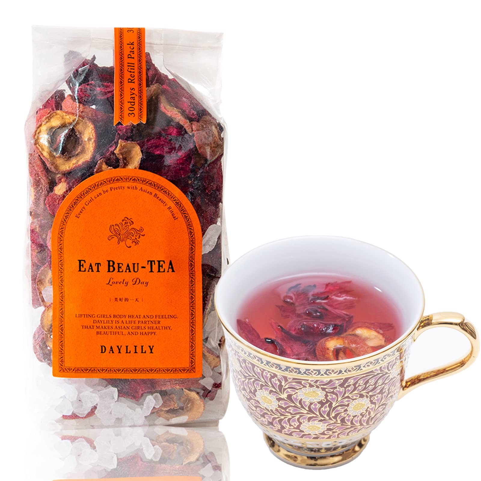 DAYLILY デイリリー Refill EAT BEAU-TEA ~Lovely Day~ 食べるお茶 薬膳茶 洛神花 ラクシンカ 山査子 サンザシ 1袋 240g