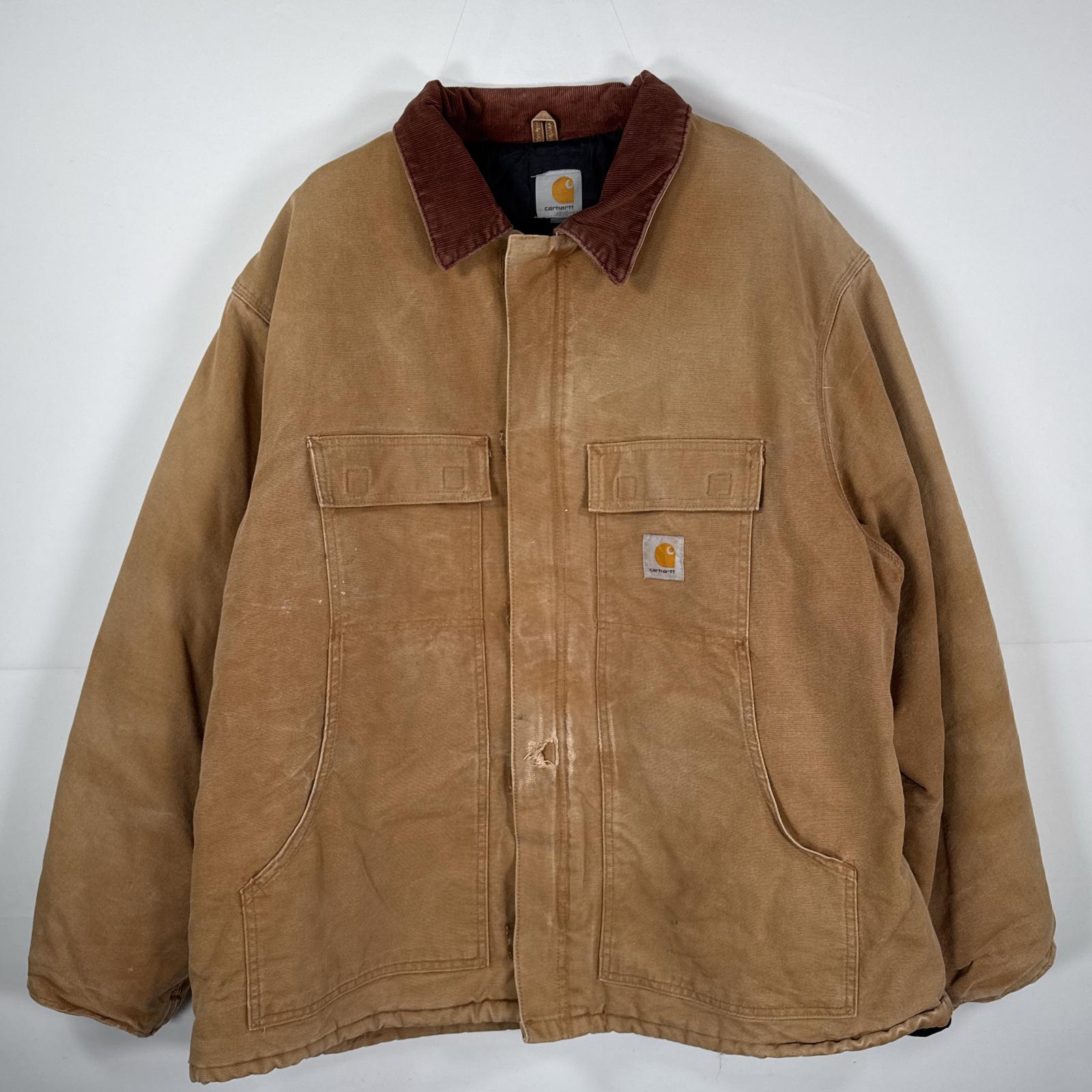 古着 USA製 ダック ワークジャケット トラディショナルコート 2XL ベージュ メンズ