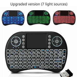 ユニバーサル新ワイヤレスミニキーボード フライトマウス 大型タッチパッド デジタルコンピュータ 乾電池 USB充電 デュアルパーパスキーボード 乾電池 アップグレード版（7光源）