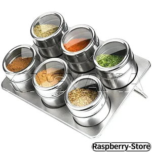 磁気 調味料缶 調味料入れボトル 6点セット マグネット トレイ付き コショウ 砂糖 粉末調味料 保存容器 スパイスラック キッチン 台所 飲食店 家庭用