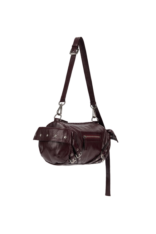 【DEINET】 STUD POCKET BAG IN BURGUNDY ショルダーバッグ 正規品