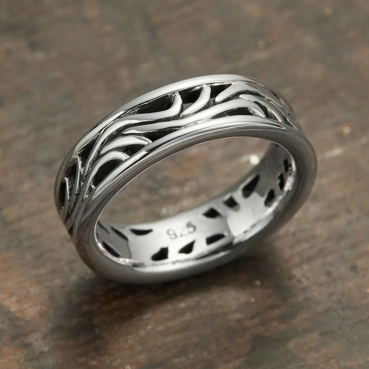 リング レディース シルバー925 燻し いぶし アラベスク 模様 唐草 透かし彫り シンプル