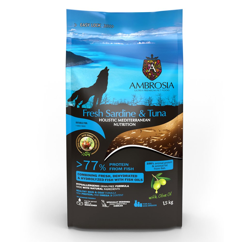 ドッグフード　アンブロシア　犬　ＨＭＮ　サーディン＆ツナ　１．５ｋｇ　ドライ　ＡＭＢＲＯＳＩＡ　ＣＲＣ45―05―99―00―00