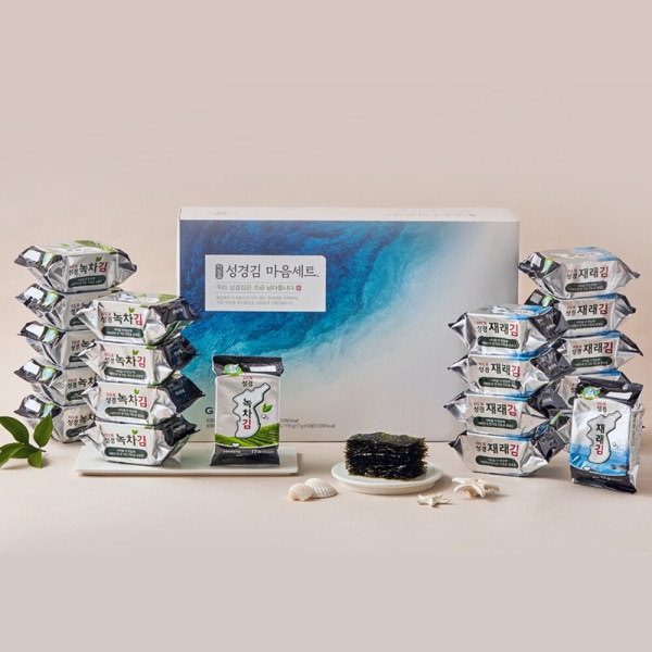 【韓国海苔】聖書海苔 在来海苔 ギフトセット 聖書海苔 心 ギフトセット 1セット(在来ピース+緑茶ピース)/2023秋夕ギフトセット