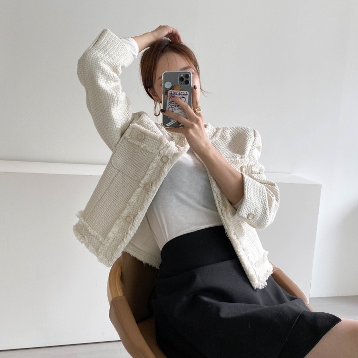 (1day2days)ツイード ジャケット 長袖 アウター 秋冬 ラグジュアリー 韓国牌 日本 割引