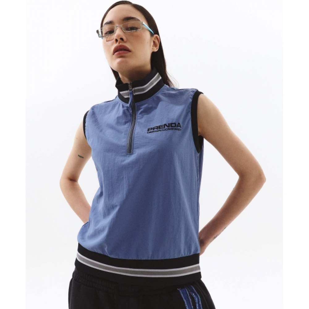 PRENDA ハーフジップアップナイロンベストホエールブルー