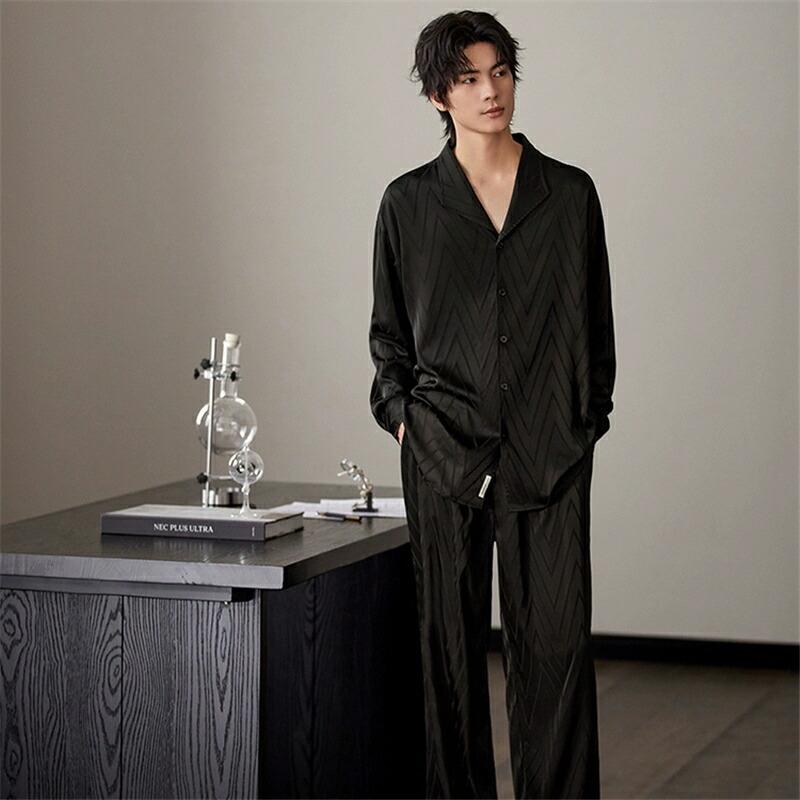 【2026新品発売】本日限定】シルク パジャマ メンズ 長袖 前開き 春 秋 長袖トップス 高級 ルームウェア ゆったり カジュアル セットアップ 夏用 洗える 上下 セット 人 寝返りしやすいシルク