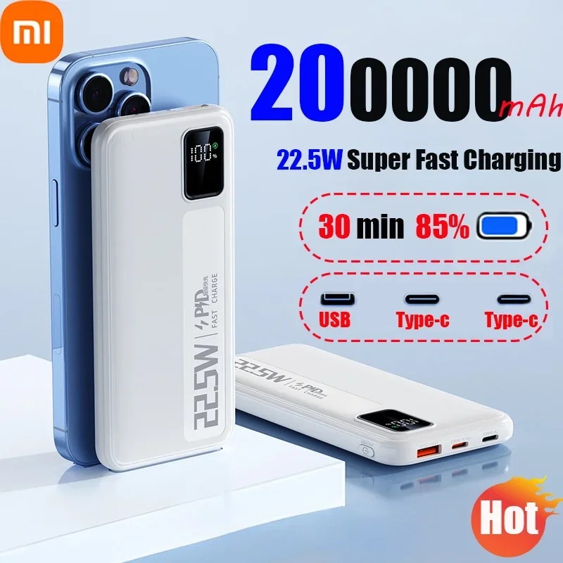 大容量パワーバンク,Xiaomi-200000mAh W,急速充電パワーバンク,Android, Samsung, Huawei用のポータブルバッテリー充電器,新品,22.5 - AliExpres