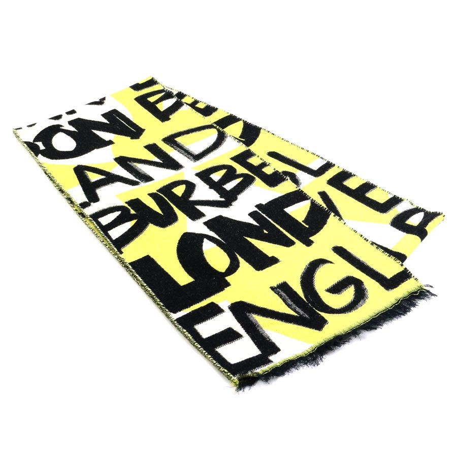 バーバリー BURBERRY マフラー コットン イエロー×ブラック ユニセックス h30148g