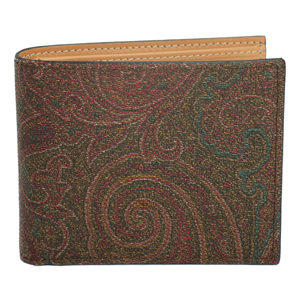 二つ折り札入れ ペイズリー柄 PVCコーティングレザー 0F557 8007 0600