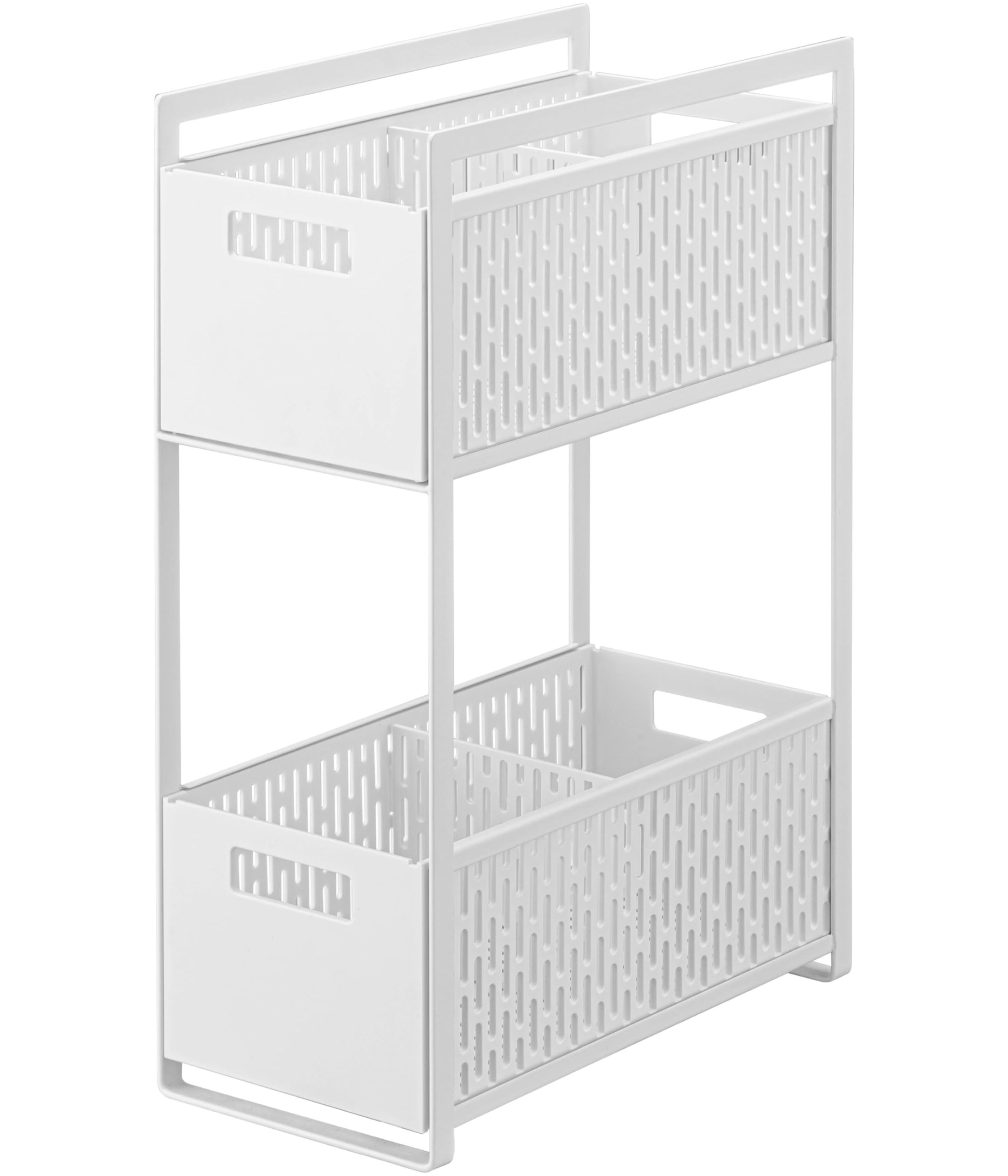 シンク下 収納バスケット 2段 ホワイト 約W16×D32.5×H46cm タワー tower スライド式 収納ラック 仕切り付き 本体完成品 5218 5,217円