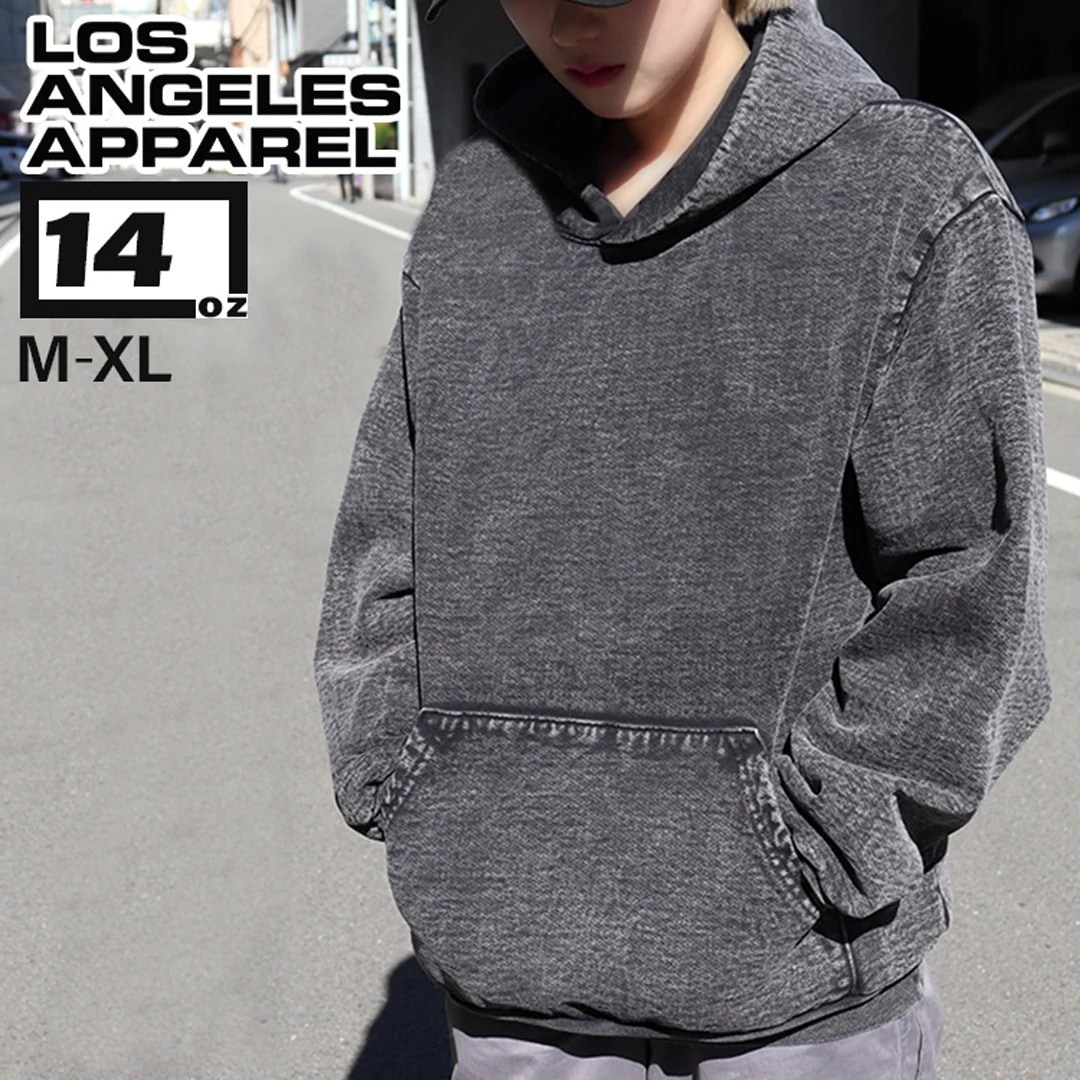 プルオーバー パーカー ミネラルウォッシュ メンズ 無地 裏起毛 トップス フーディ 14oz ロスアパ ヘビーウェイト 10,703円