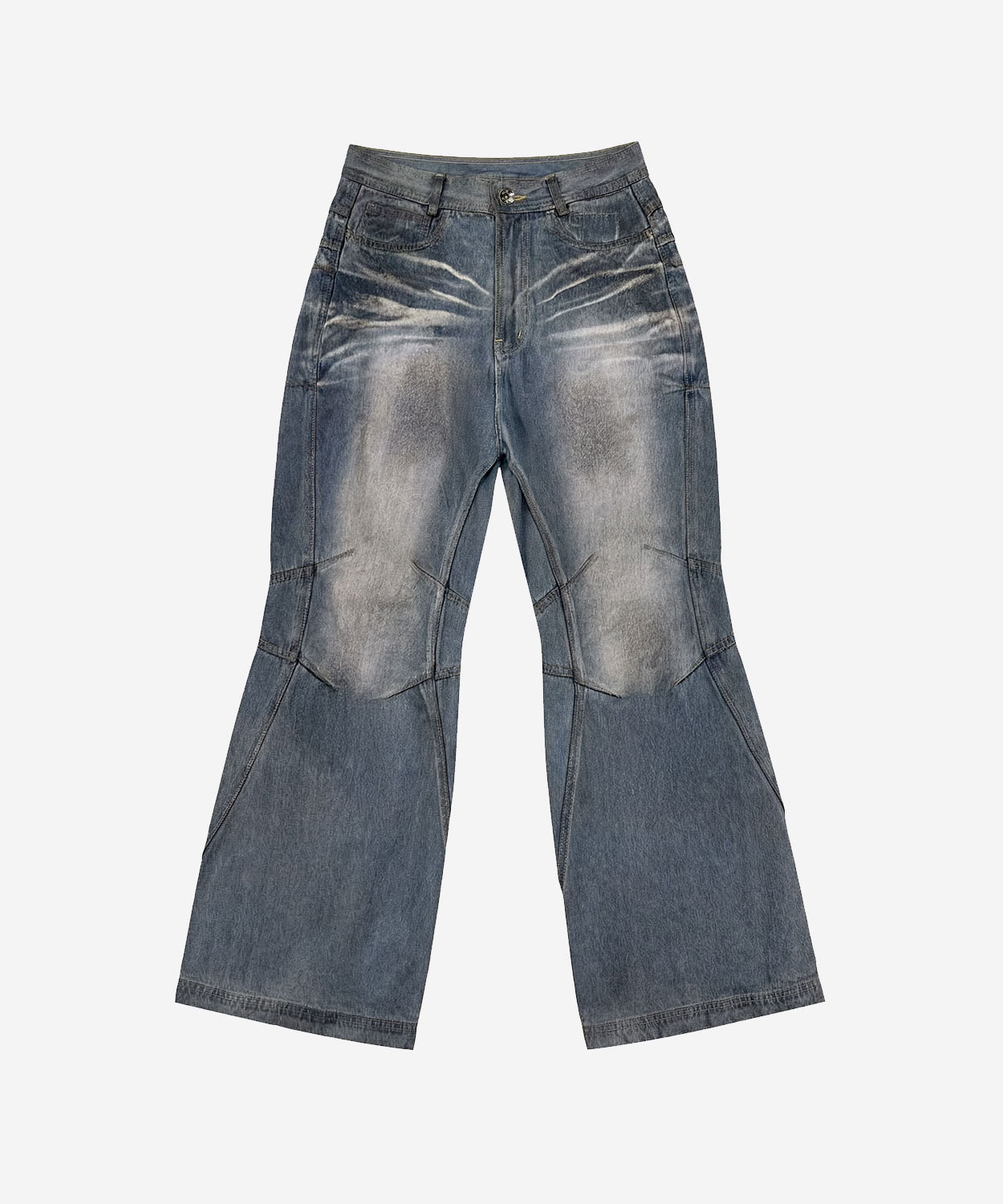【BLR】26SS Double Yoke Oil Washed Bootcut Denim Pants : Blue