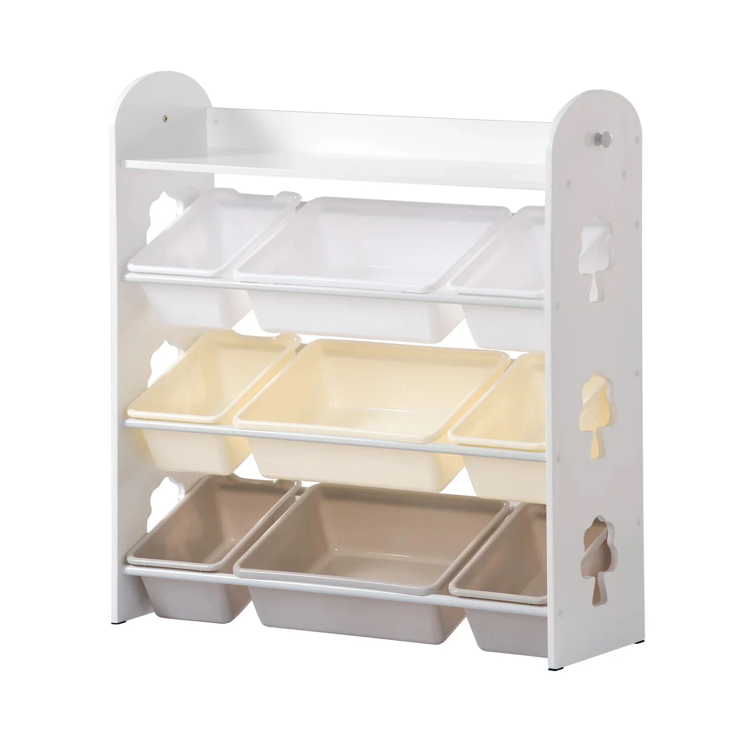 【急速出荷!】1738【人気商品】おもちゃ収納4段ラック 子ども用家具　MDF木製