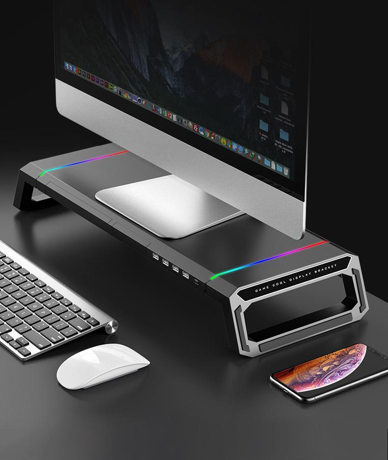 お手頃価格モニター台 usbハブ搭載 キーボード マウス収納 充電対応 折りたたみ式 耐荷重30kg モニタースタンド 机上台 デスク プリンター台 省スペース 4つUSBポート pcモニター スタン