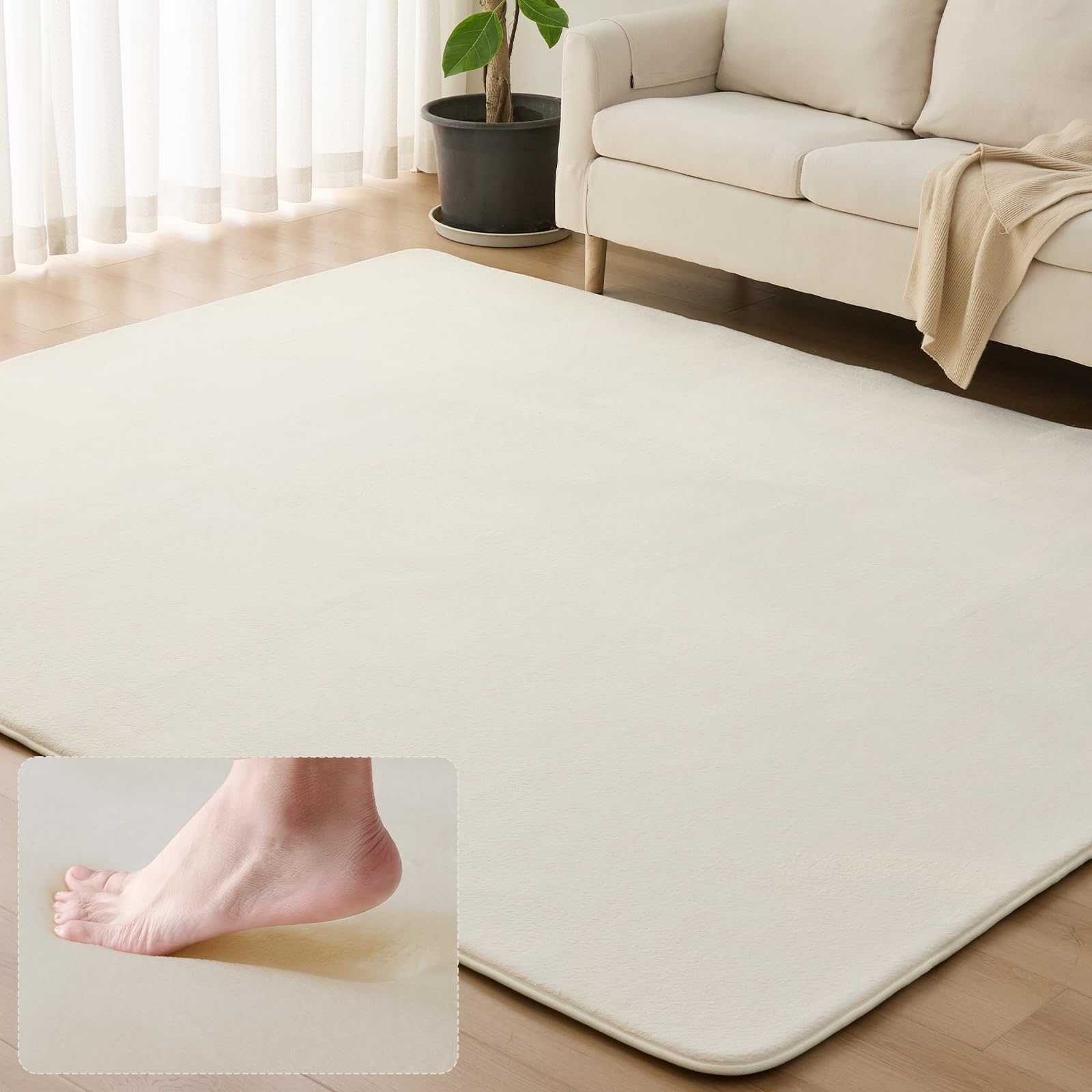 Sun Deco ラグ カーペット 低反発 ラグマット 極厚 135x185cm 1.5畳 オールシーズン 滑り止め付 抗菌 防臭 防ダニ 踏み心地ふわふわ 厚手 フランネルラグ 接着剤不使用 床暖房