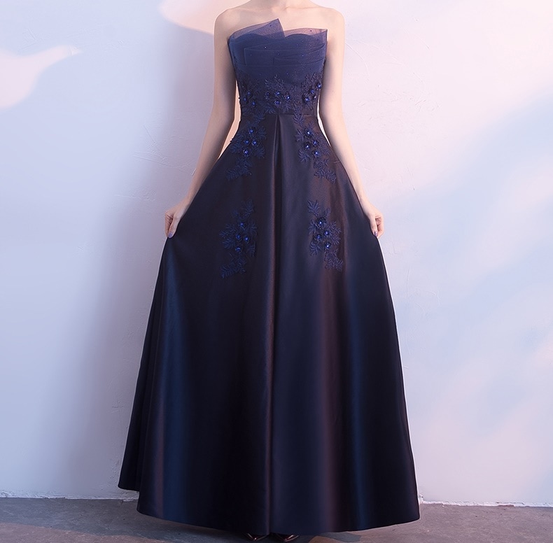 1594.オフショルダーロングドレス（ネイビー）2019 春夏 sale 結婚式 ウエディング 披露宴 挙式 ブライダル パーティー 演奏会 発表会