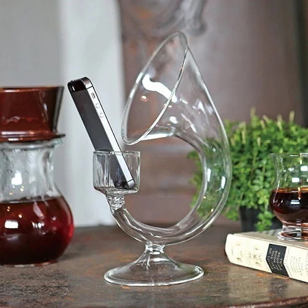 スマホスタンド スピーカー ガラス製 ダルトン DULTON （ スマートフォン スタンド 音量 ガ