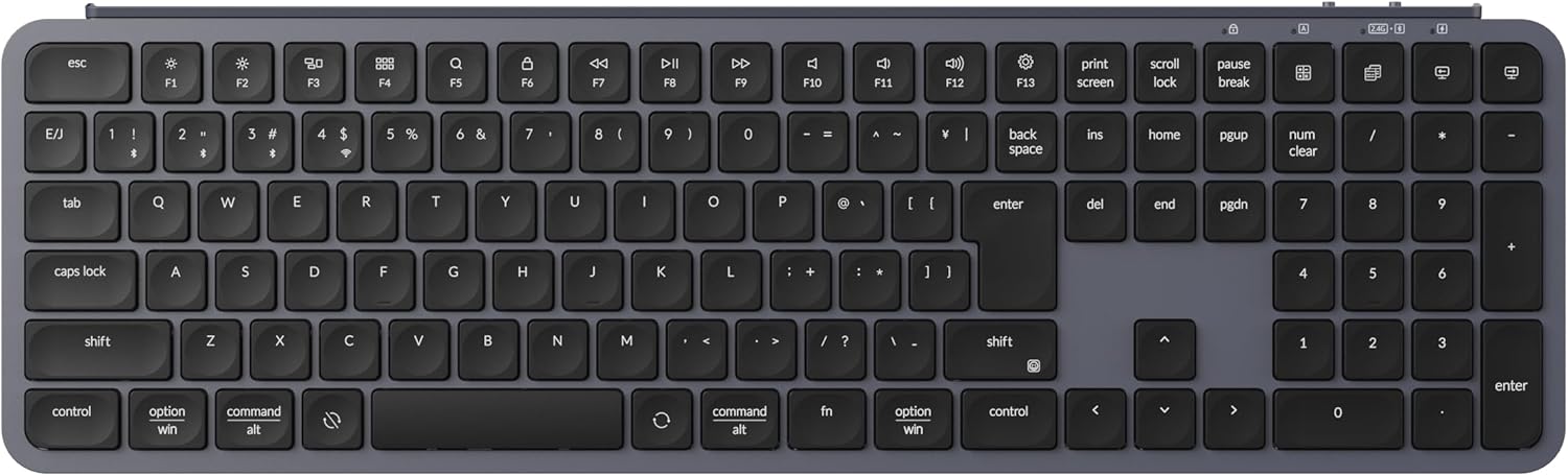 【国内正規品】Keychron B6 Pro ウルトラスリム ワイヤレスキーボードフルサイズテンキー付ZMKカスタマイズシザースイッチ2.4 GHz/Bluetooth 5.2/有線接続ロングバッテリ