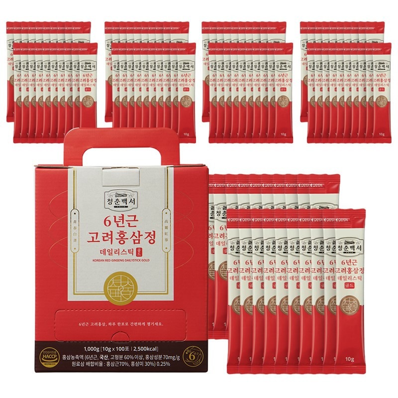 青春白書6年根高麗紅参精デイリスティックゴールド10gx100p 1kg1個