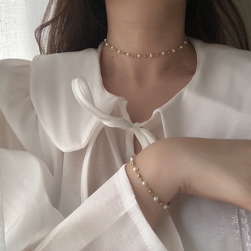 手作業で 真珠 ネックレス 美しい首元ネックレス チョーカー チタン鋼 アレルギー対策 2025福袋