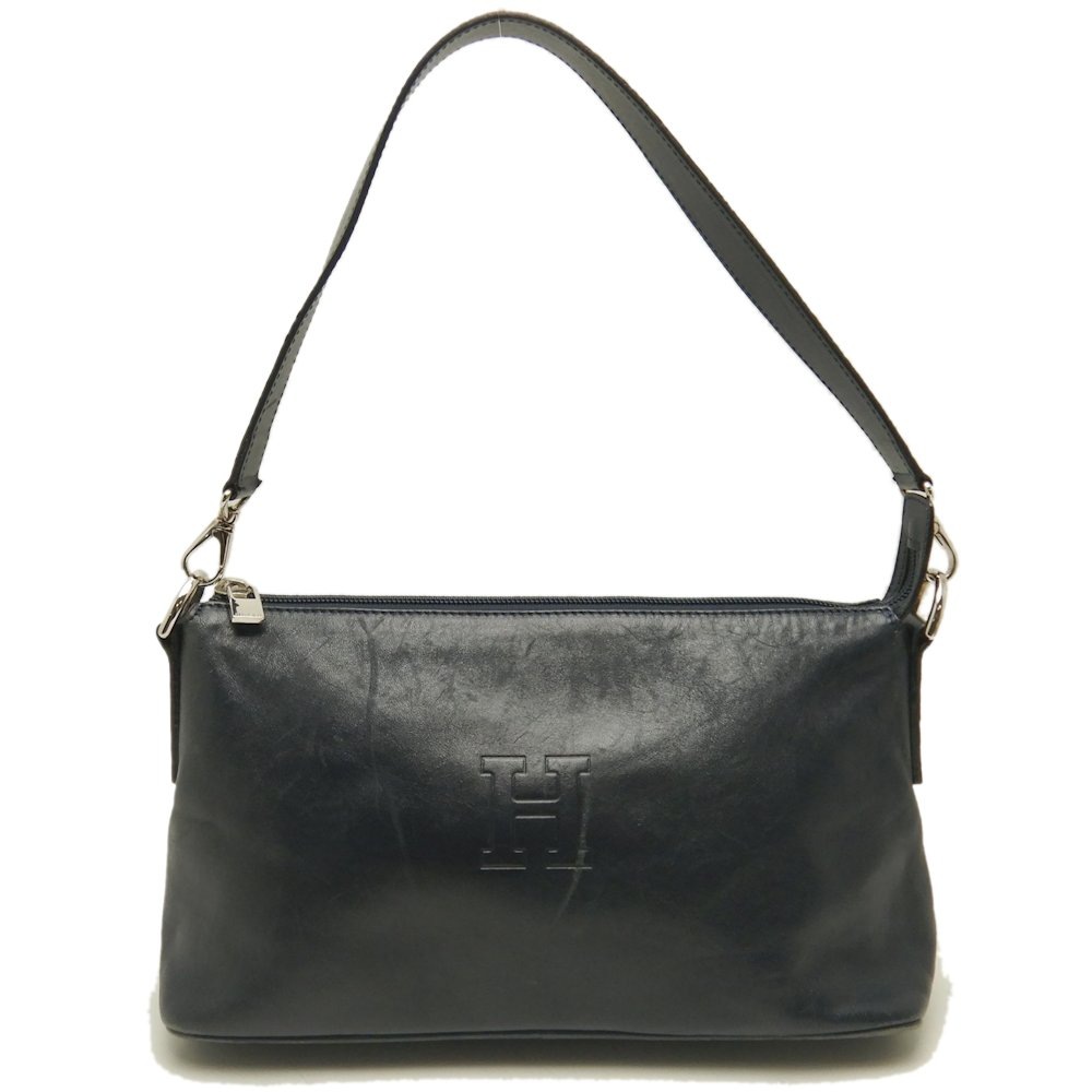 セミショルダー ショルダーバッグ レザー ネイビー/252873【中古】