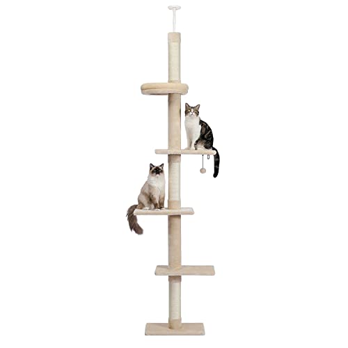 色：ベージュ PETEPELA(ぺテぺラ) キャットタワー 突っ張り スリム 突っ張り棒 取り付け簡