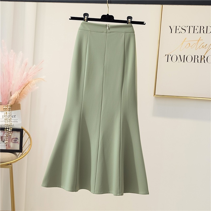 ロング丈スカート カジュアルスカート スリット入りスカート フィッシュテールスカート スカート ボトムス ロングスカート コクーンスカート 膝下 ロング ロング丈 7分丈 ミディアム丈 スリム 細身