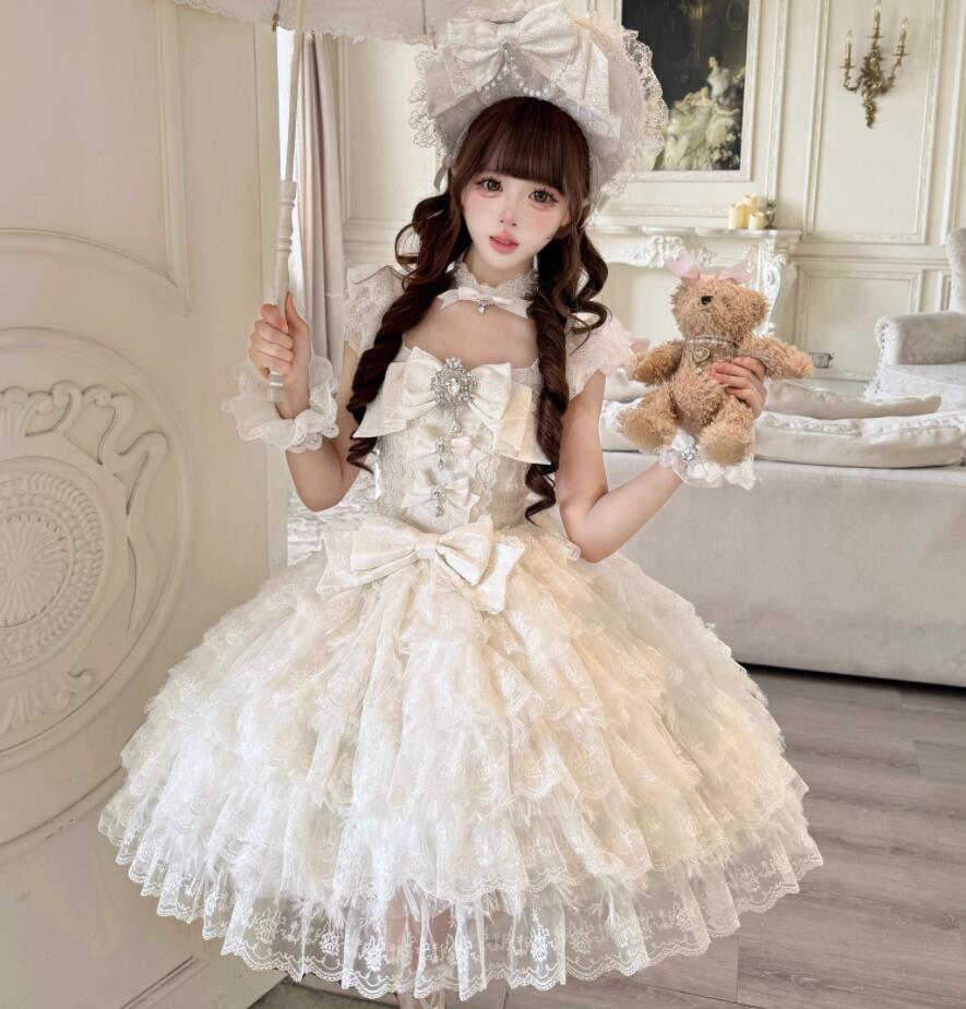 【新作登場 最安値!】77ロリータ 幻雪の恋　ゴスロリ コスプレ ワンピース　メイド服 コスチューム 文化祭 学園祭 衣装 仮装 ハロウィン おすすめ 可愛い ドレス　日常　写真　舞台　花嫁