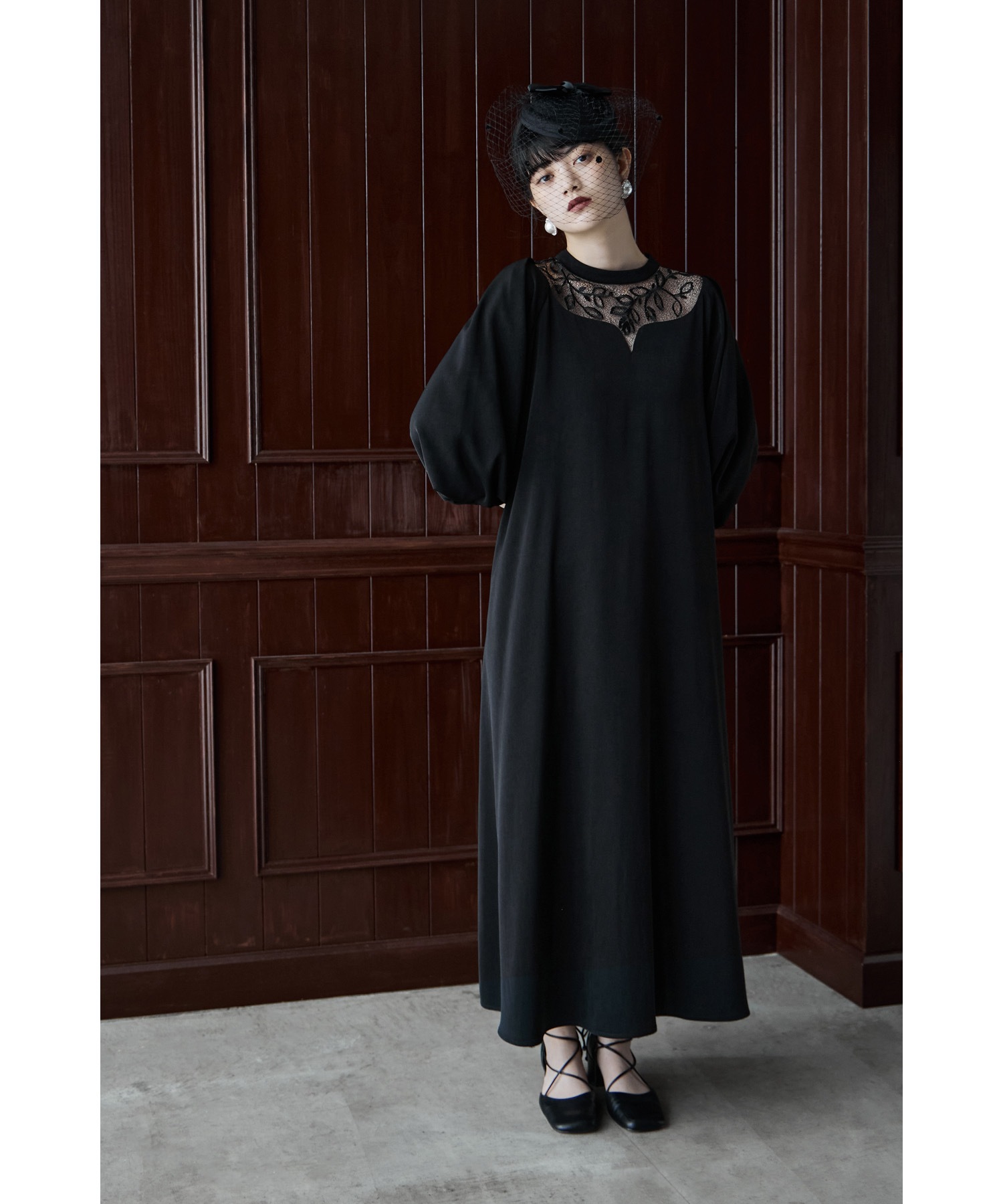 エンブロイダリーネックAラインドレス ワンピ ドレス 七分袖 ロング マキシ丈 オケワンピ 刺繍 フレア レース Aライン 結婚式 披露宴 お呼ばれ 二次会 パーティー 女子会 フォーマル