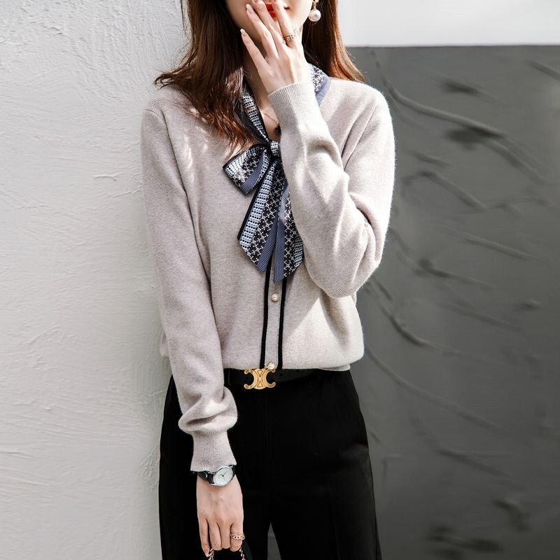 トップス レディース ニットソー セーター プルオーバー ニット 長袖 無地 トレンド ボウタイ リボンタイ ゆったり 大きいサイズ オーバーサイズ ドロップショルダー 体型カバー あったか 着痩せ