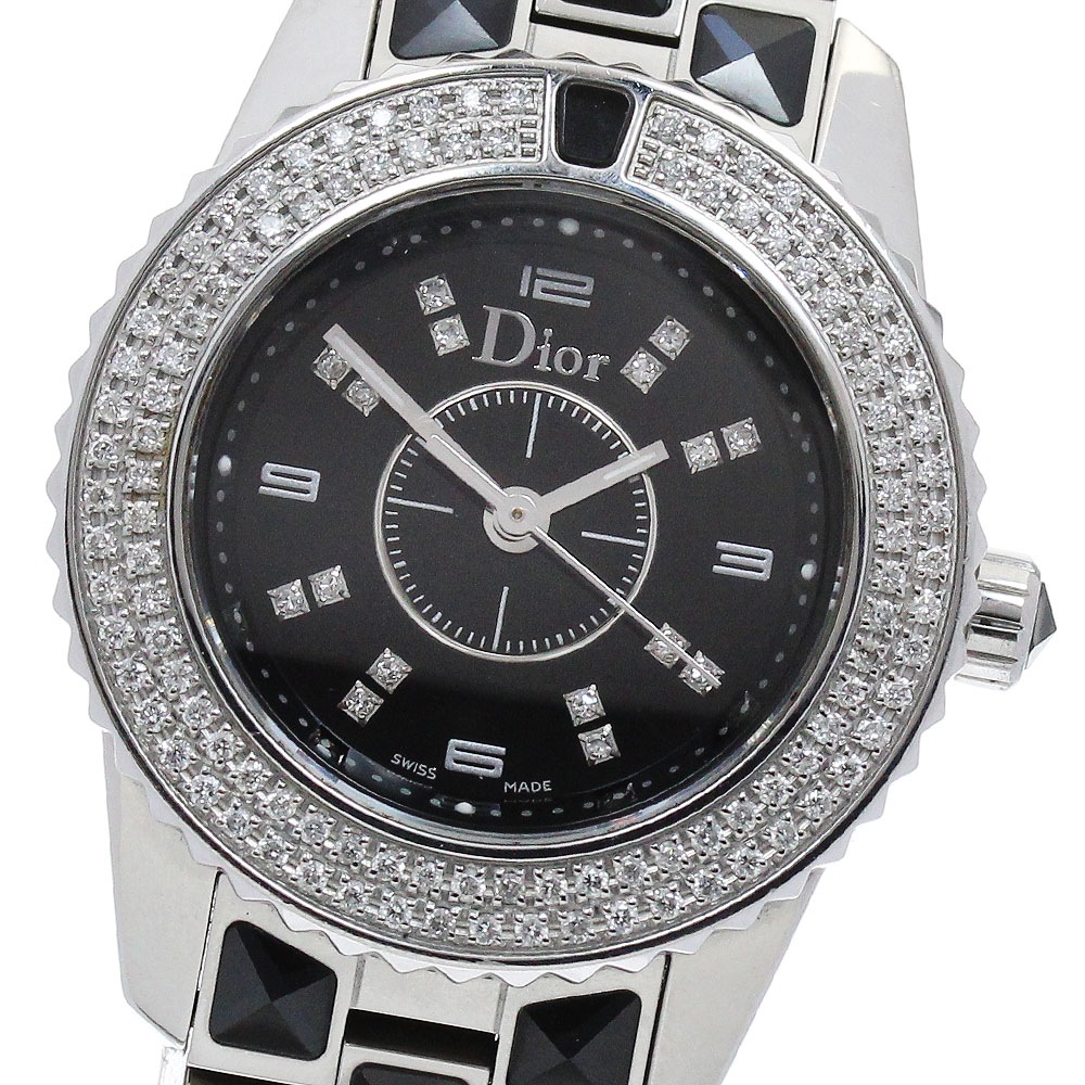 ディオール Dior CD112119 クリスタル ダイヤベゼル インデックスダイヤ クォーツ レディース _900465【中古】