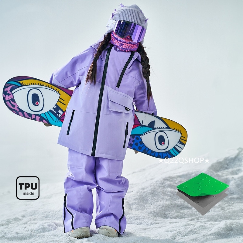 スノボウェア 2025 上下セット キッズ 子供 ベビー服 ジャケット アウター 黒 オーバーオール つなぎパンツ ズボン スノーボードウェア スキーウェア 防寒着韓国風 女の子 男の子 こども