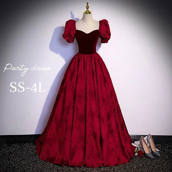 ドレス 大人 ピアノ 発表会 ロング丈 ぽっちゃり 大きいサイズ イブニングドレス 演奏会 ピアノ発表会 袖付き ワンピース Aライン ステージドレス 二次会 女子会 成人式 パーティードレス 大人可