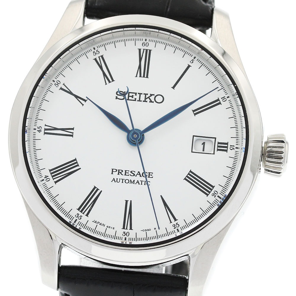 セイコー SEIKO SARX049/6R15-03V0 プレザージュ デイト 琺瑯文字盤 自動巻き メンズ 美品 内箱・保証書付き_958339【中古】