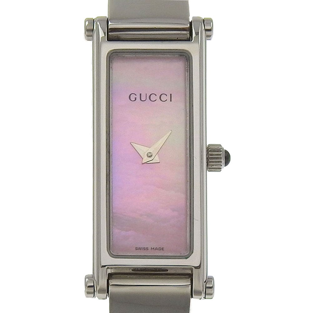 シェル 1500L 腕時計 ステンレススチール クオーツ アナログ表示 メンズ ピンクシェル文字盤 中古品