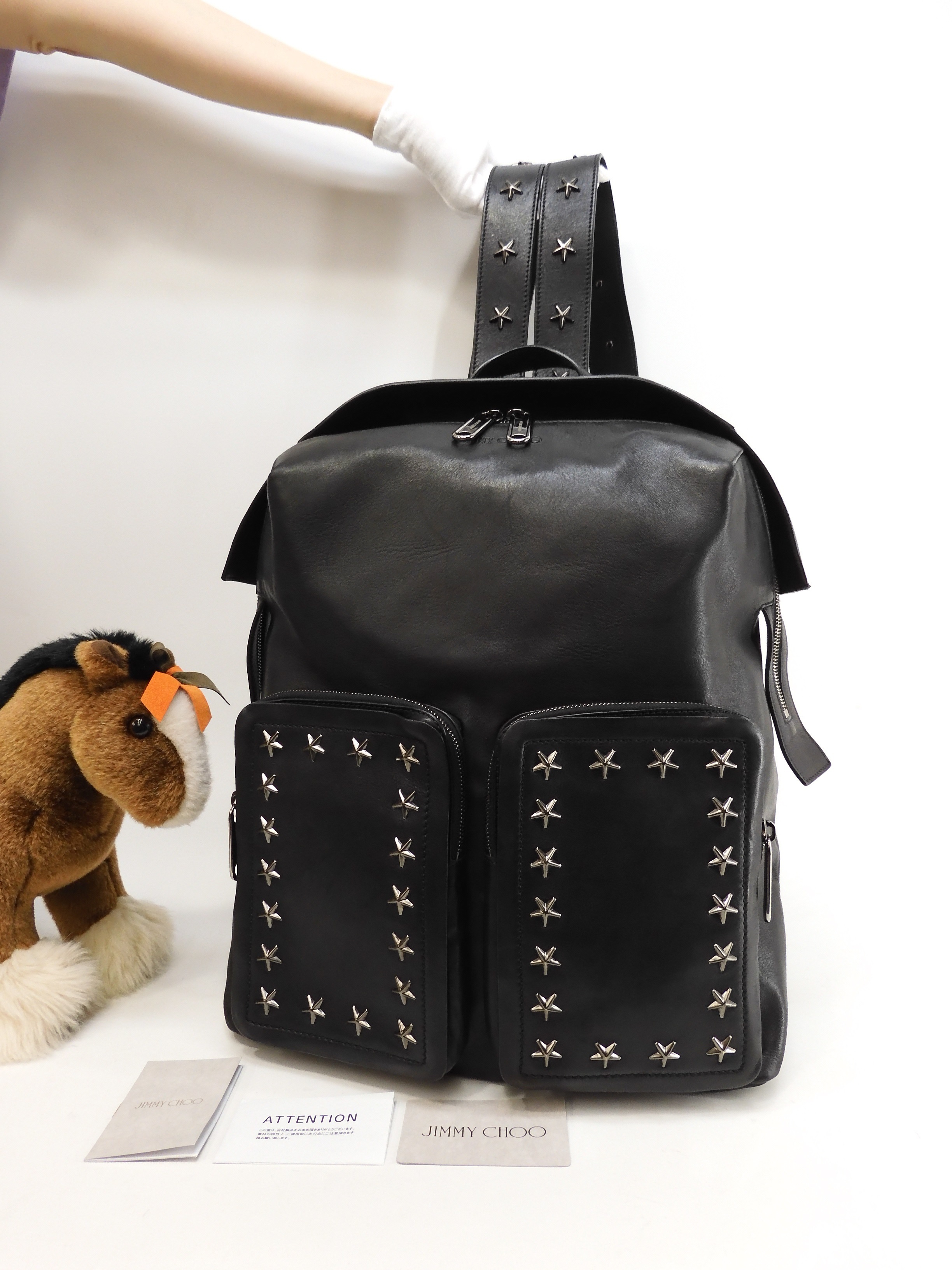 JIMMYCHOO ジミーチュウ レノックス スタッズ レザー リュックサック