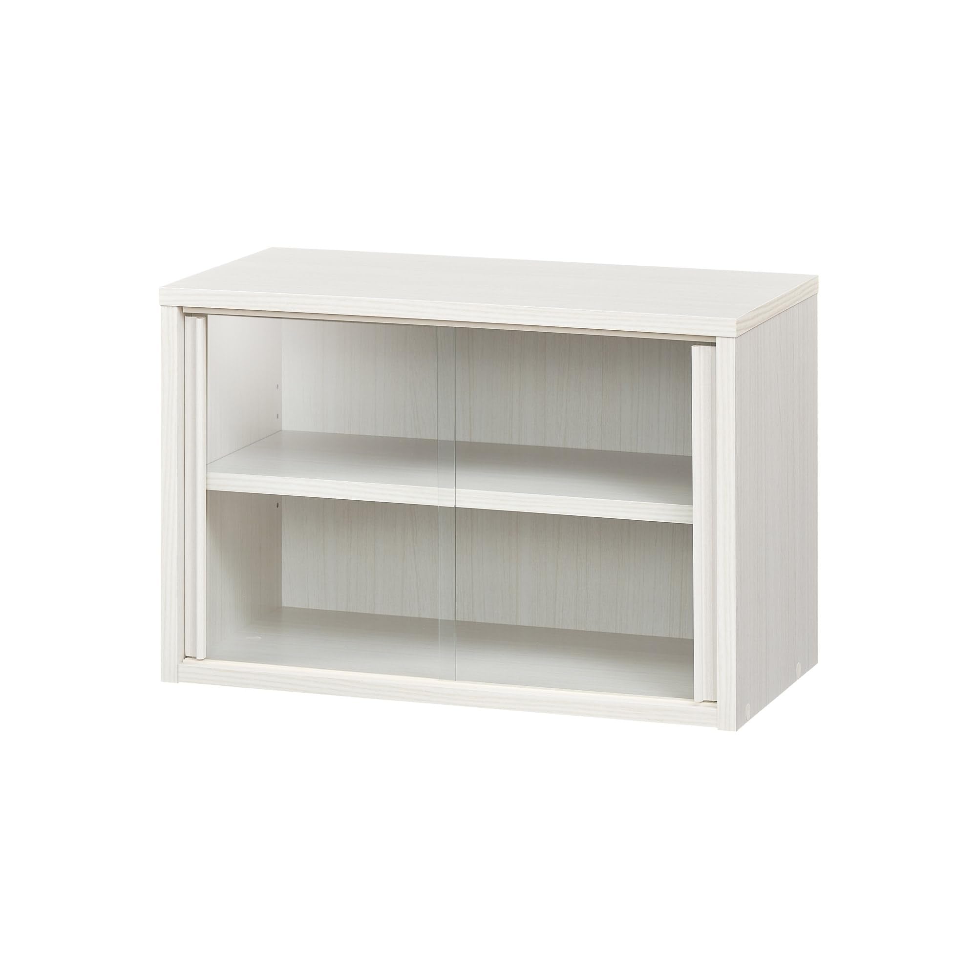 白井産業(Shirai) 食器棚 ミニカップボード キッチン収納 ガラスキャビネット 同シリーズで組み合わせ自由自在 一人暮らしの部屋や狭いスペースにぴったりサイズ ホワイト 白木目 ベーシックデザイ