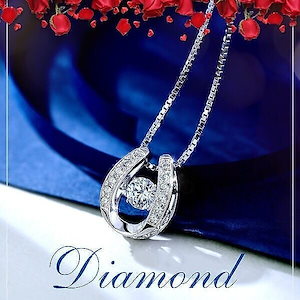 ネックレス レディース 馬蹄 揺れるダイヤ プラチナ仕上げ シルバー CZ ダイヤ エレガント 3 日で出荷